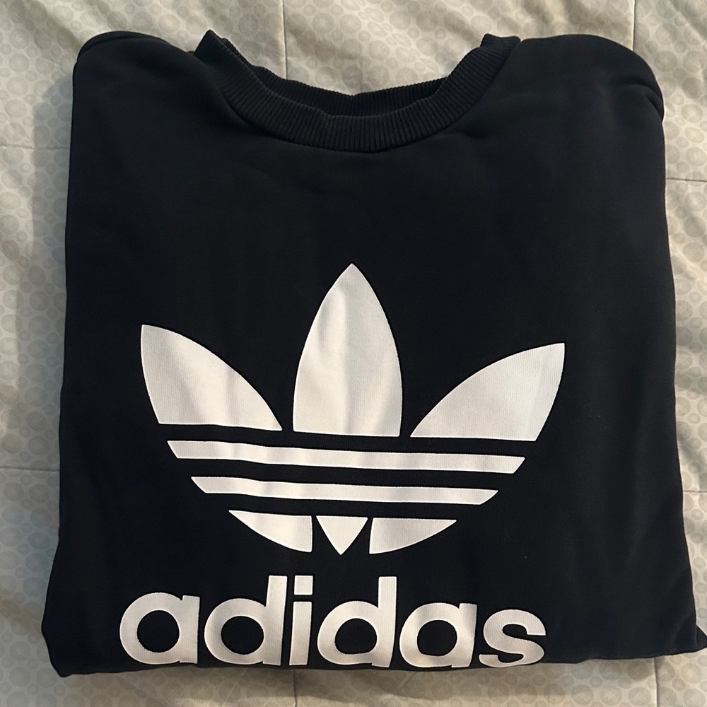 Adidas Logo Black and White Crewneck